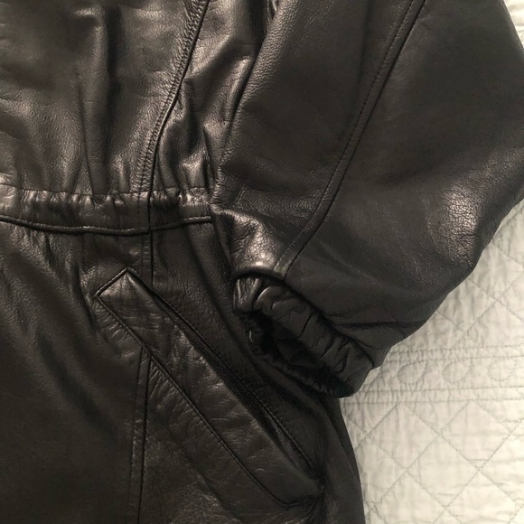Wilsons Leather vintage 80’s black hooded leather jacket coat. Size small. - Picture 3 of 13